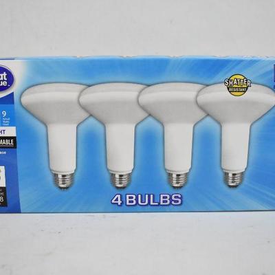 4 LED Light Bulbs 9 Watts BR30 Reflector Daylight Medium Base - New