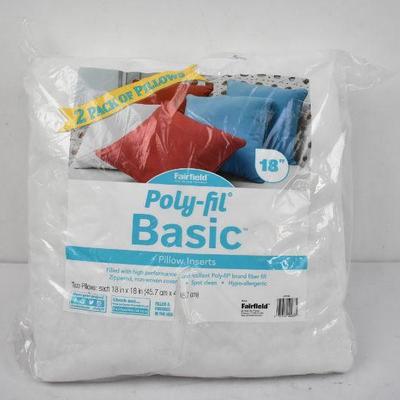 Set of 2 Poly-Fil Basic Pillow Forms: 18" X 18" - New