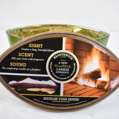 2 Candles in Glass Jars: Gold Holiday Cookie & Green Evergreen - New