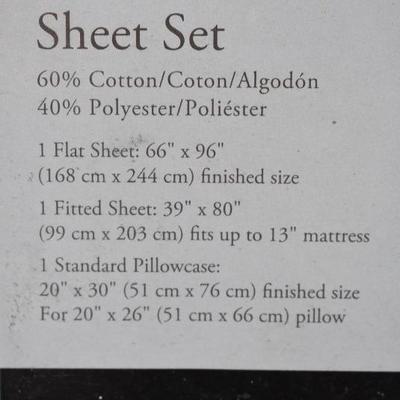 Twin XL Sheet Set, Easy Care, Taupe, Cotton Blend by Royale Home - New
