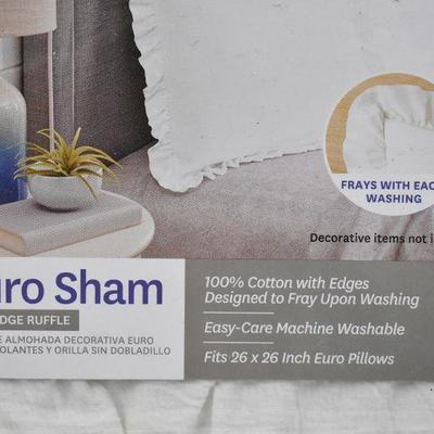 Euro Pillow Sham, White, by Better Homes and Gardens Raw Edge Ruffle - New
