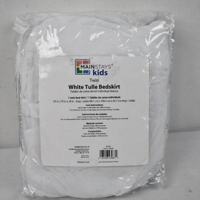 Twin Size Tulle Double Layer Bedskirt, White, by Mainstays Kids - New