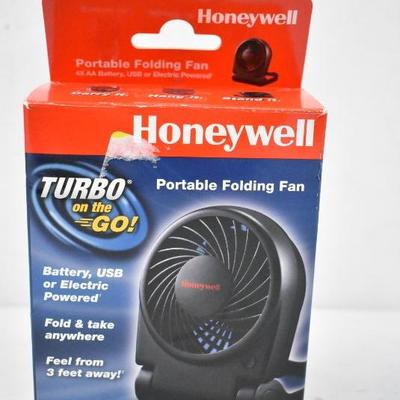 Portable Folding Fan by Honeywell Turbo Model #HTF090B, Black - New