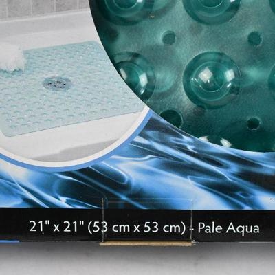 Square Shower Stall Mat, Pale Aqua, 21" x 21" by SlipX Solutions - New