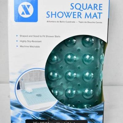 Square Shower Stall Mat, Pale Aqua, 21" x 21" by SlipX Solutions - New