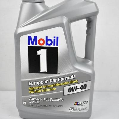 Mobil 1 European Car Full Synthetic Motor Oil 0W-40, 5 Quart - New, $26 Retail