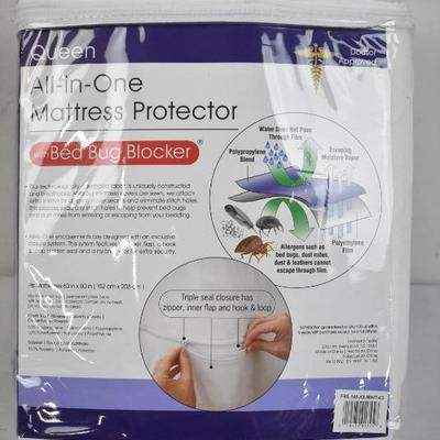 Queen Size Mattress Protector: Original Bed Bug Blocker Zippered- New