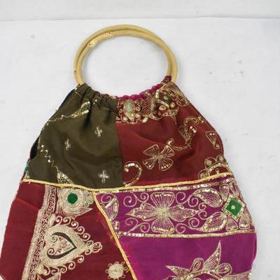 Hoop Handle Purse with Sequin Details