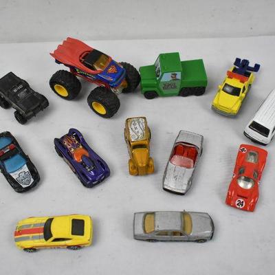 12 Piece Vintage Toy Car Collection: 5 Hot Wheels (1981-2003) & More