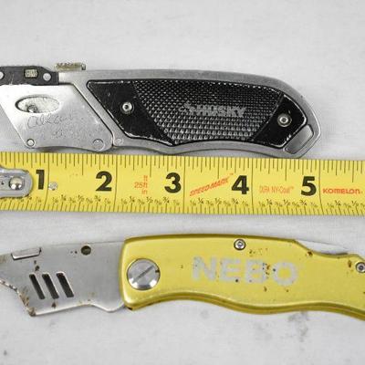 2 Razor Blade Box Cutters: Yellow Nebo & Black Husky