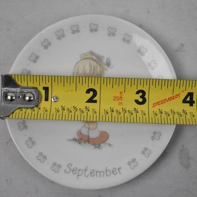 Precious Moments "March" Bell with Stand/Holder & September Mini Plate