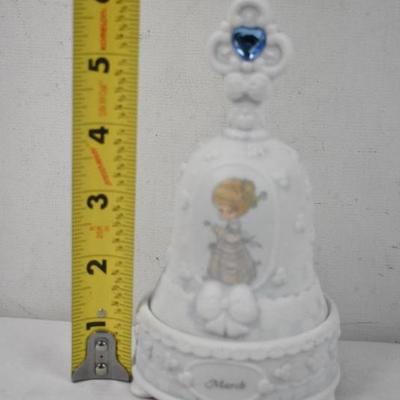 Precious Moments "March" Bell with Stand/Holder & September Mini Plate