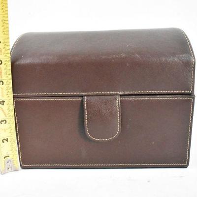 Jewelry Box, Brown Faux Leather, Tan Velvet-Like Inside - Needs Cleaning