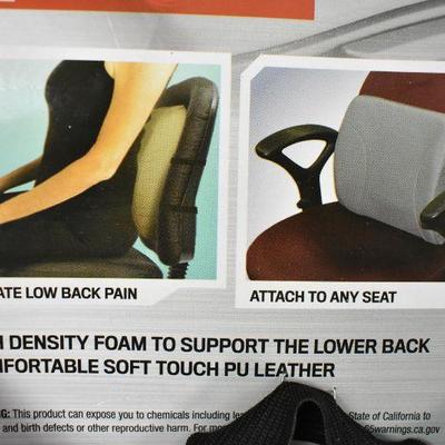 Lumbar Back Support, Portable Orthopedic Memory Foam & PU Leather Seat Cushion