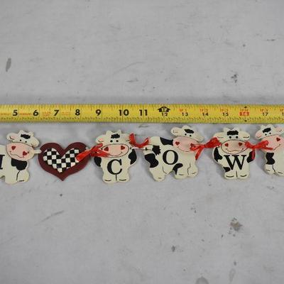 4 Piece Cow Decor: Cookie Jar, Napkin Holder, Wall Decor