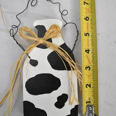 4 Piece Cow Decor: Cookie Jar, Napkin Holder, Wall Decor
