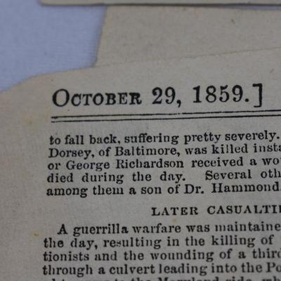 1859 Newspaper Clippings (Pre Civil War) - Antique