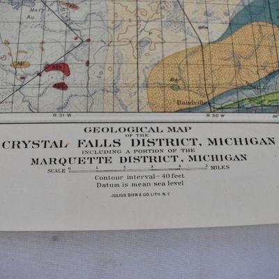8 Antique Surveys/Maps: Iowa 1849, Wisconsin 1855, Utah 1897, Michigan 1896,