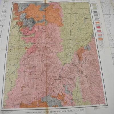 8 Antique Surveys/Maps: Iowa 1849, Wisconsin 1855, Utah 1897, Michigan 1896,