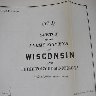 8 Antique Surveys/Maps: Iowa 1849, Wisconsin 1855, Utah 1897, Michigan 1896,
