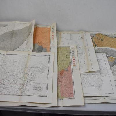 8 Antique Surveys/Maps: Iowa 1849, Wisconsin 1855, Utah 1897, Michigan 1896,