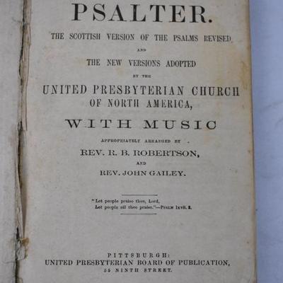 The Psalter with Music - Antique 1872 Book