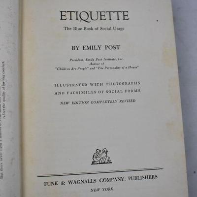 Emily Post's Etiquette. Hardcover Book with Dust Cover. Vintage 1952