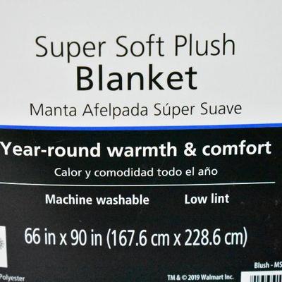 Light Pink Blush Blanket, Twin Size Super Soft, by Mainstays - New