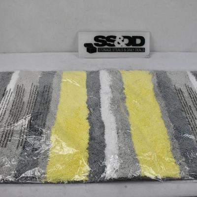 Long Bathroom Rug, 60" x 21" Yellow/Gray/White Stripes Microfiber - New