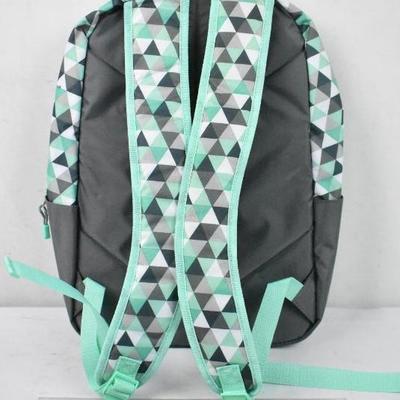 Eastsport Multi-Purpose Access School Backpack, Mint & Gray Triangles - New