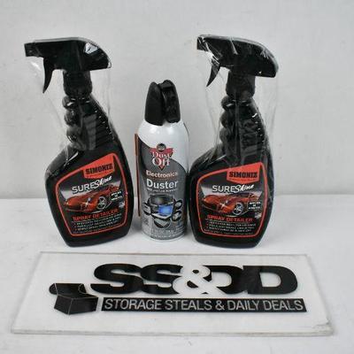 3 Piece Car Detailing: Simoniz SureShine Detailer Bottles & Compressed Gas - New