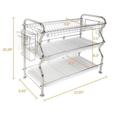 3-Tier Dish Draining Rack, Stainless Steel Adj, Large - New, Open Box, Complete