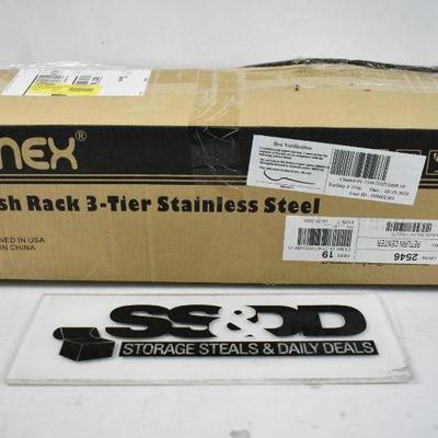3-Tier Dish Draining Rack, Stainless Steel Adj, Large - New, Open Box, Complete