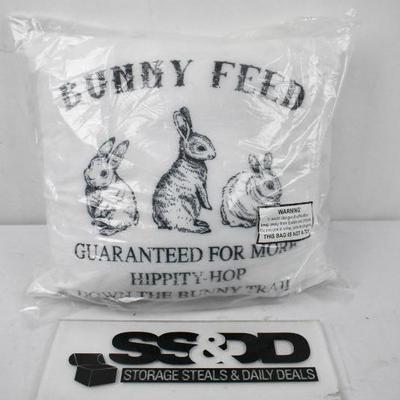 Bunny Feed Decorative Pillow 18" x 18" - New