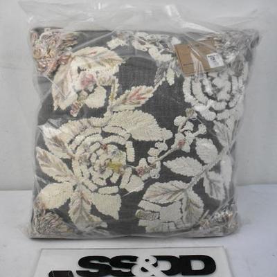 Floral/Gray Decorative Throw Pillow from World Market 18" x 18" - New