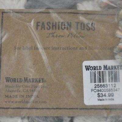 Floral/Gray Decorative Throw Pillow from World Market 18" x 18" - New