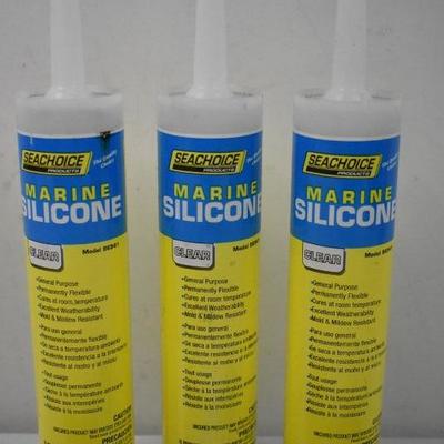 Marine Silicone, Clear, 3 Bottles 10.1 oz each - New