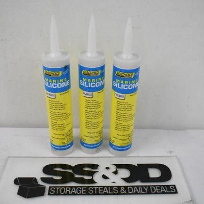Marine Silicone, Clear, 3 Bottles 10.1 oz each - New