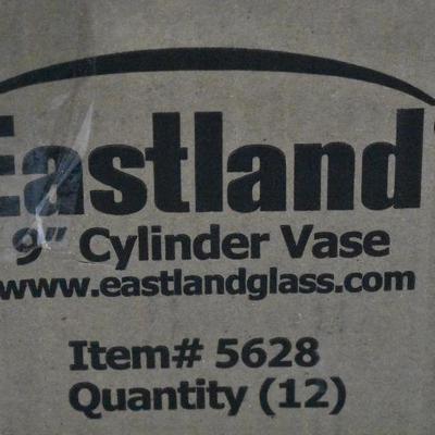 9" Cylinder Clear Glass Vases, 12x by Eastland - New