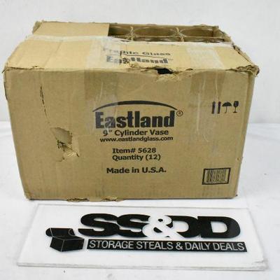 9" Cylinder Clear Glass Vases, 12x by Eastland - New