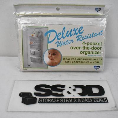 Deluxe Water Resistant 4-Pocket Over-the-Door Organizer, Hooks Included - New