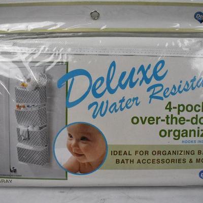 Deluxe Water Resistant 4-Pocket Over-the-Door Organizer, Hooks Included - New
