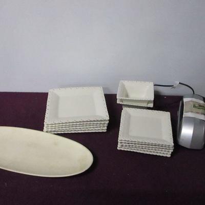 Lot 82 - Dishes Serving Plate & Electronic Knife Sharpener