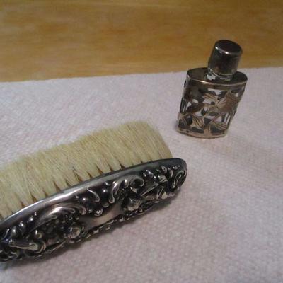 Lot 100 - Sterling Brush & Bottle