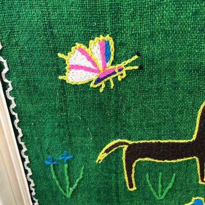 Lot #19 Art Work Crewel nature; squirrel, butterfly 