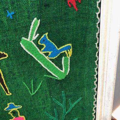 Lot #19 Art Work Crewel nature; squirrel, butterfly 