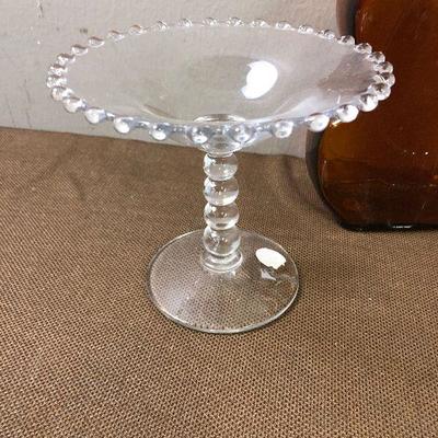 Lot #42 Footed dish Italian Compo and Brown Decanter
