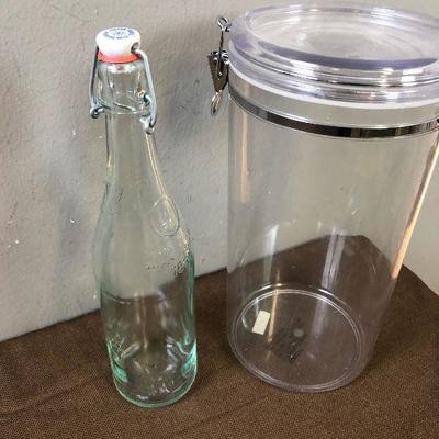 Lot #56 Water bottle glass & plastic Storage Container