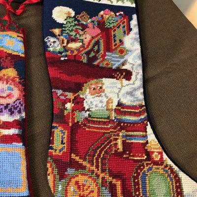 Lot #70 2 Needle point Xmas Socks 