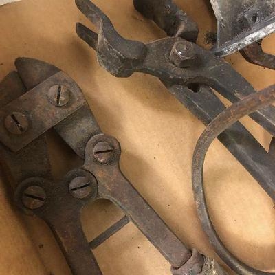 Lot # 122 Pile of Rusty Metal - Bolt cutter, Black Smith tools